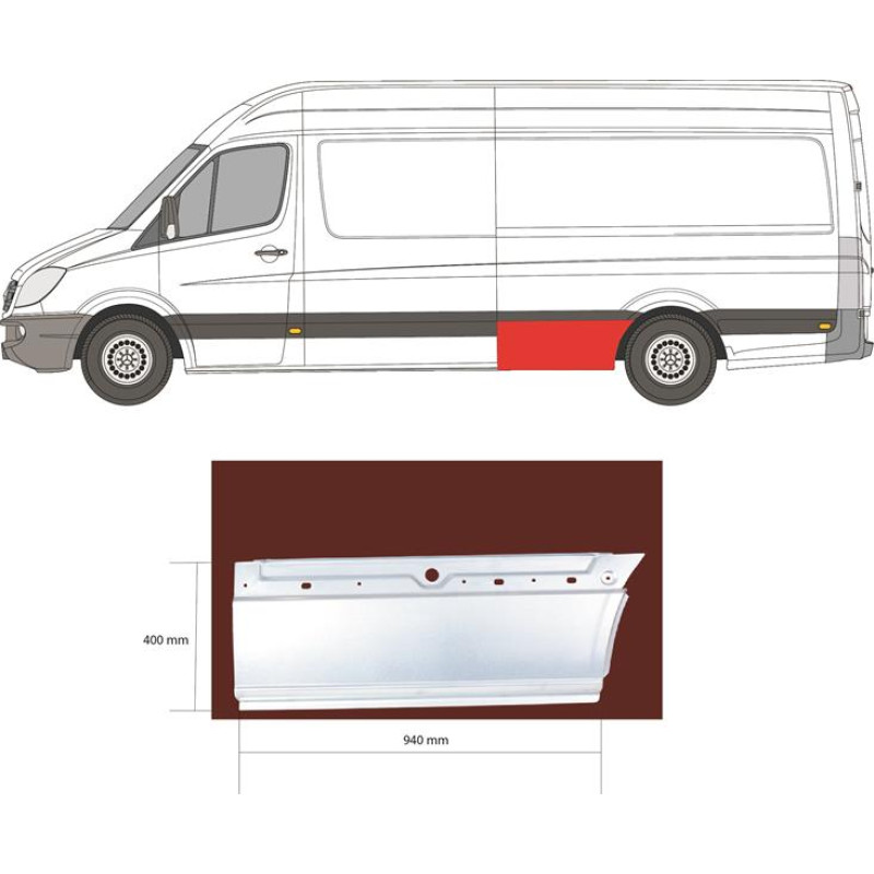 Арка задня нижня перед колесом ліва Mercedes Sprinter W906, VW Crafter 1 06-18 довга база (Klokkerholm)