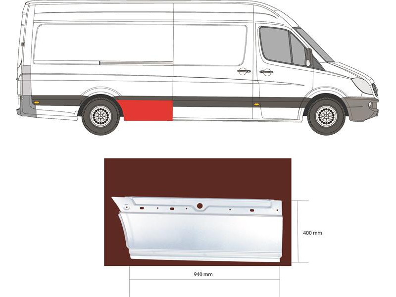 Арка задня нижня перед колесом права Mercedes Sprinter W906, VW Crafter 1 06-18 довга база (Klokkerholm)