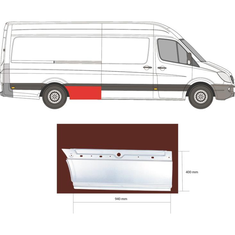 Арка задня нижня перед колесом права Mercedes Sprinter W906, VW Crafter 1 06-18 довга база (Klokkerholm)