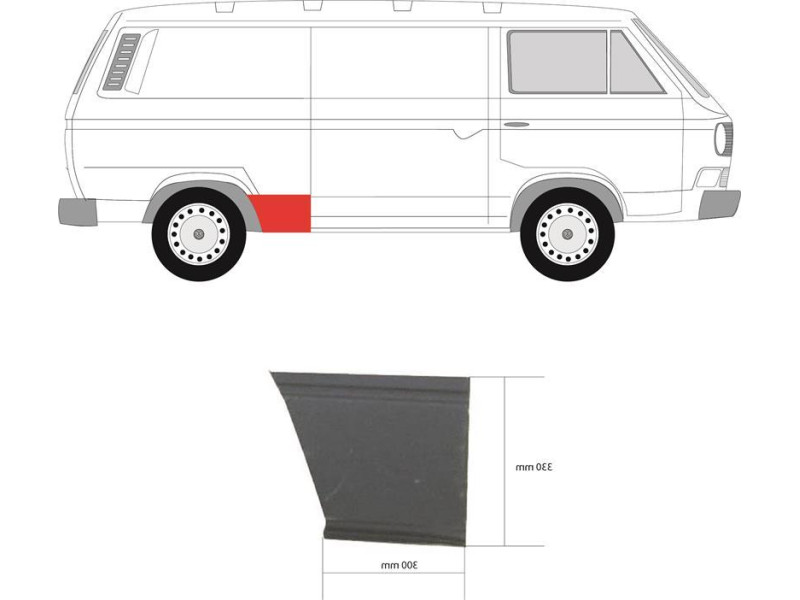 Ремчастина бока права перед колесом VW Transporter T3 (Klokkerholm)