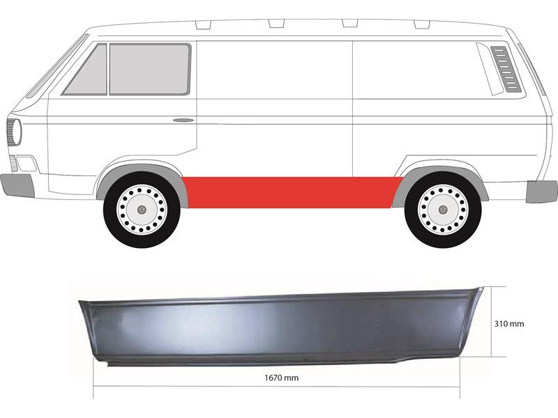 Ремчастина бока VW Transporter T3 -92, ліва (Klokkerholm)