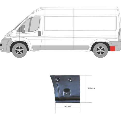 Арка задня ліва нижня за колесом Fiat Ducato, Citroen Jumper, Peugeot Boxer 06- (KH)