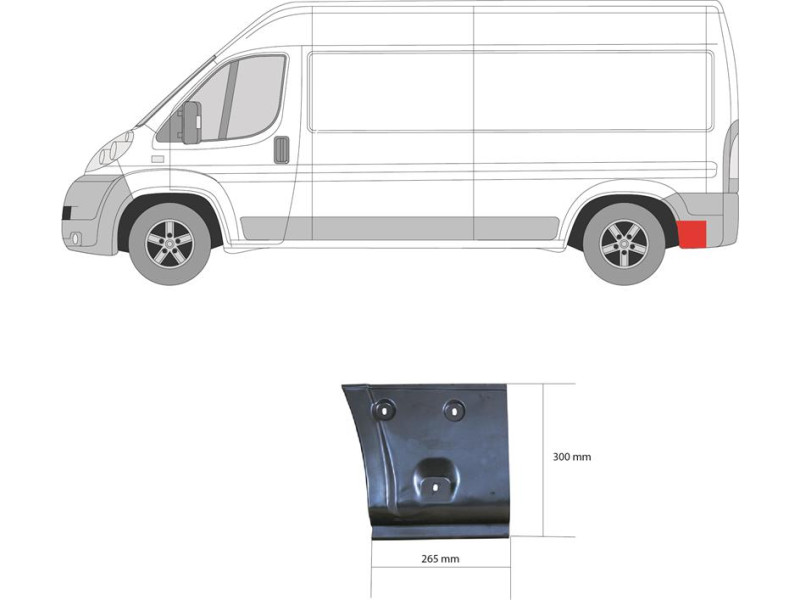 Арка задня ліва нижня за колесом Fiat Ducato, Citroen Jumper, Peugeot Boxer 06- (KK)