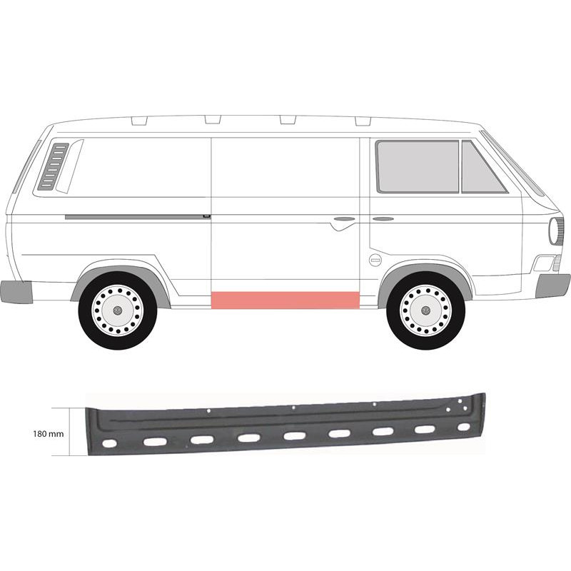 Ремчастина бокової двері права внутрішня VW Transporter T3 (Klokkerholm)