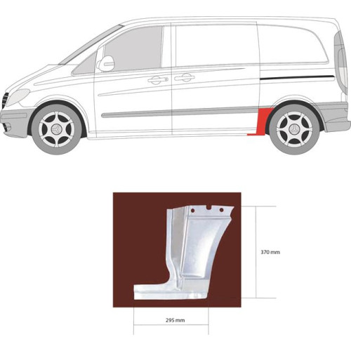 Арка задня ліва нижня перед колесом Mercedes Vito W639 2003-2014 коротка база Klokkerholm