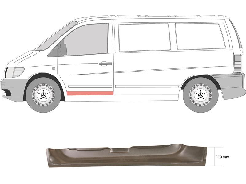 Ремчастина двері ліва внутрішня Mercedes Vito W638 96-03 (KK)