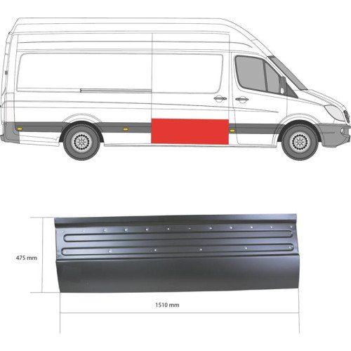 Ремчастина дверей права зовнішня (151 см, 51 см) Mercedes Sprinter W906, VW Crafter 1 POTRYKUS 