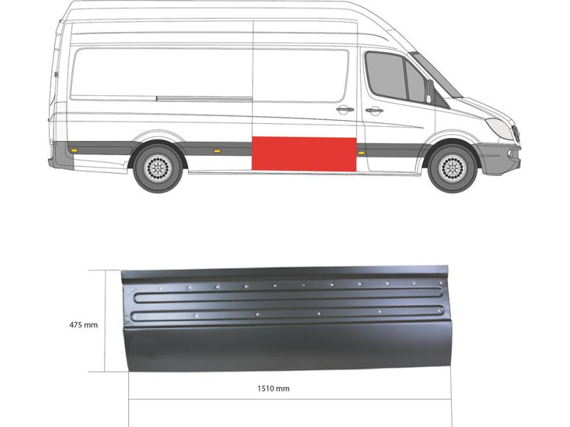 Ремчастина дверей права зовнішня Mercedes Sprinter W906, VW Crafter 1 (Klokkerholm)