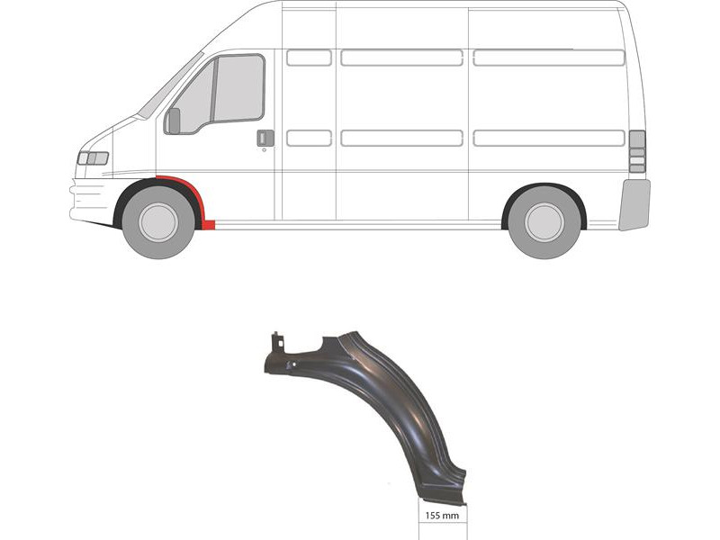 Ремчастина переднього крила ліва Citroen Jumper, Fiat Ducato, Peugeot Boxer 94-06 (Klokkerholm)