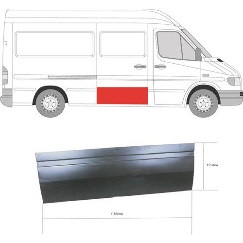 Ремчастина бічних дверей Mercedes Sprinter W901-W903 1995-2006 нижня (KH)