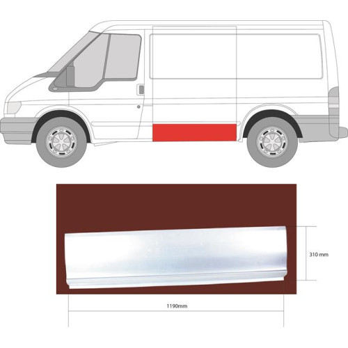 Поріг середній лівий Ford Transit 2000-2013 (PL) 119 см
