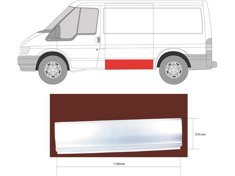 Поріг середній лівий Ford Transit 00-13 (PL) 119 см
