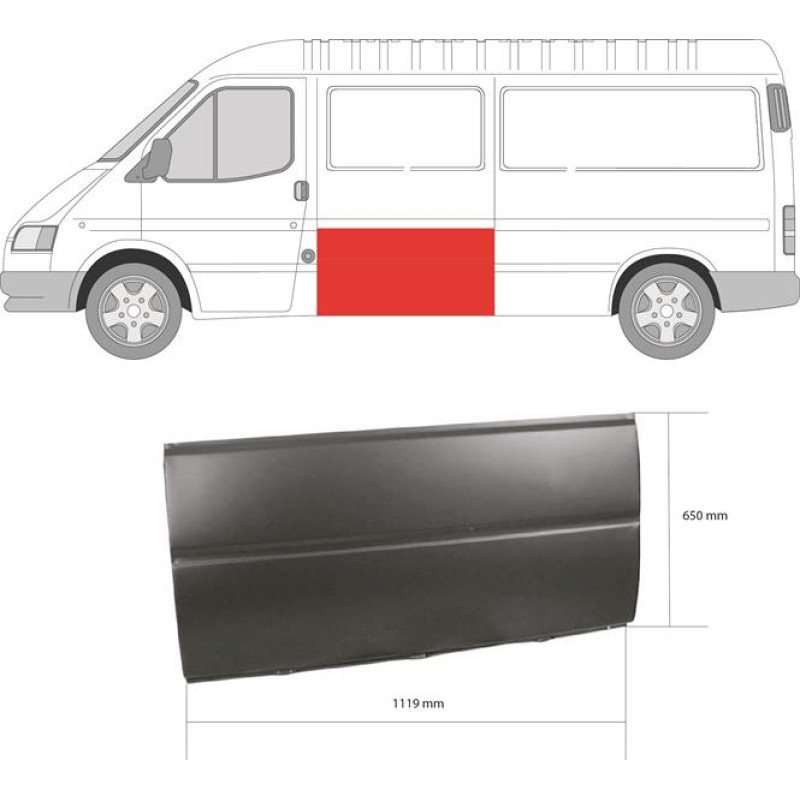 Ремчастина обшивки боковини лівої Ford Transit 1986-2000 (FPS)