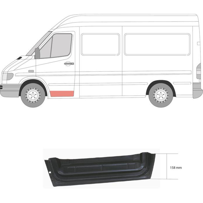 Ремчастина передньої двері ліва Mercedes Sprinter W901-W903 95-05 внутрішня (LKQ)