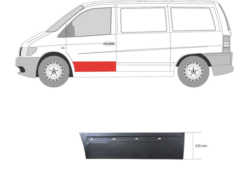 Ремчастина передньої двері ліва Mercedes Vito W638 96-03 (Klokkerholm)
