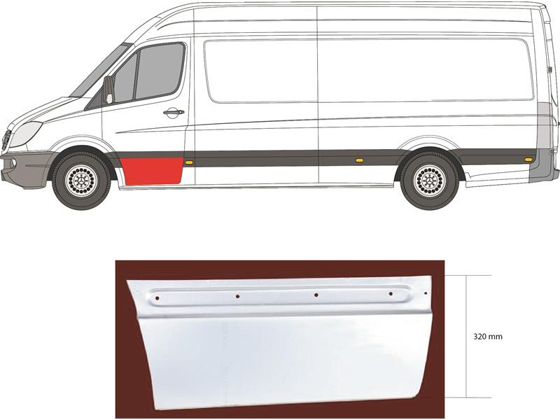 Ремчастина передньої двері нижня ліва Mercedes Sprinter W906, VW Crafter 1 06-18 (KH)