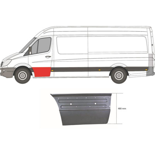 Ремчастина передньої двері нижня ліва Mercedes Sprinter W906, VW Crafter 1 2006-2018 Klokkerholm 47 см