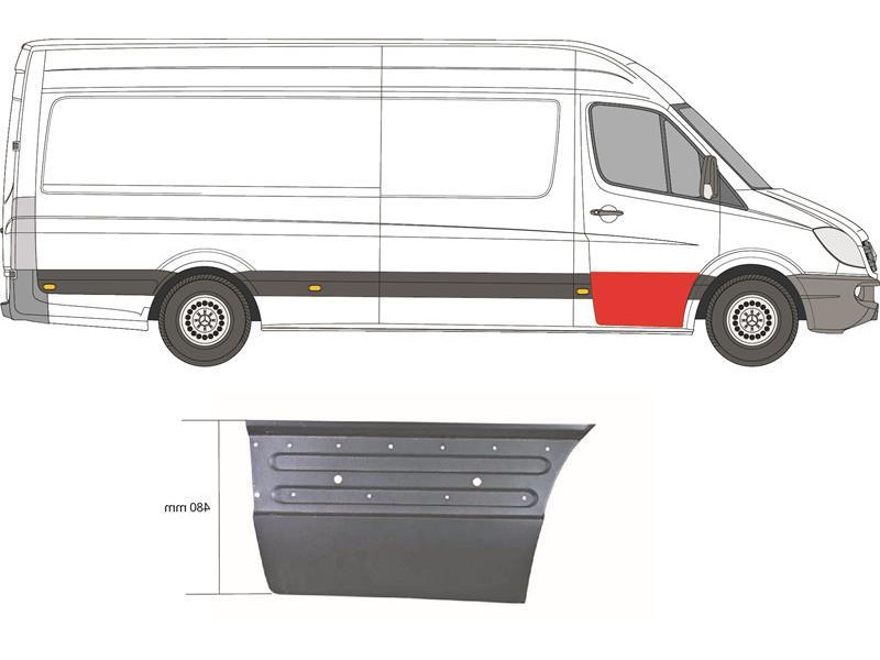 Ремчастина передньої двері нижня права Mercedes Sprinter W906, VW Crafter 1 06-18 (Klokkerholm) 47 см