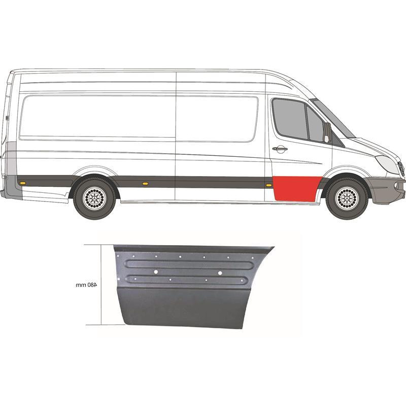 Ремчастина передньої двері нижня права Mercedes Sprinter W906, VW Crafter 1 06-18 (Klokkerholm) 47 см