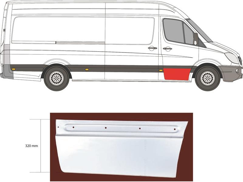 Ремчастина передньої двері нижня права Mercedes Sprinter W906, VW Crafter 1 06-18 (Klokkerholm)