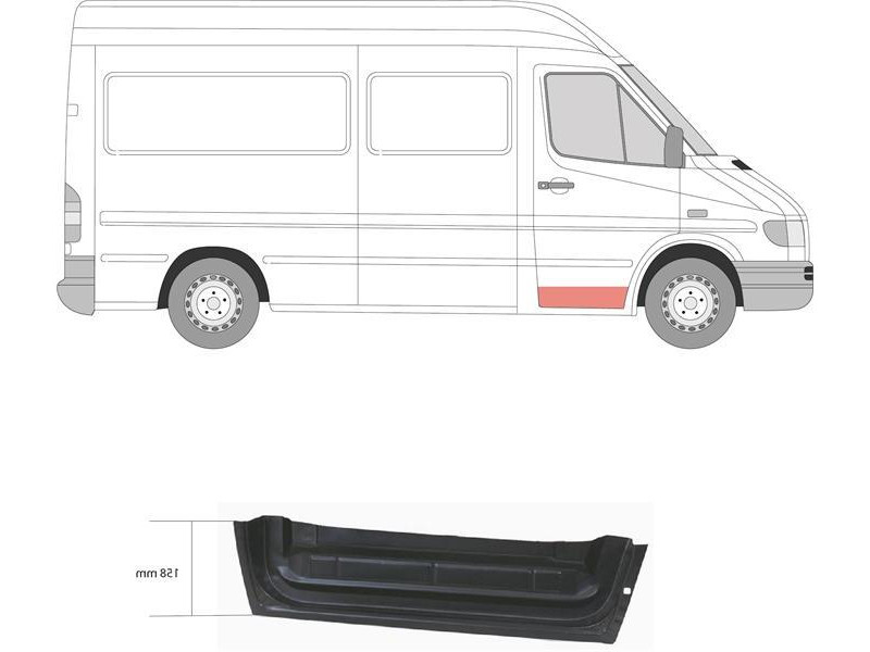 Ремчастина передньої двері права Mercedes Sprinter W901-W903 95-05 внутрішня (LKQ)
