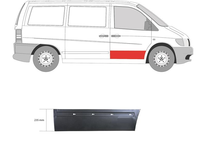 Ремчастина передньої двері права Mercedes Vito W638 96-03 (PL)