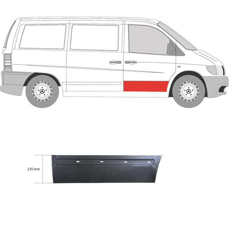 Ремчастина передньої двері права Mercedes Vito W638 96-03 (Польща)