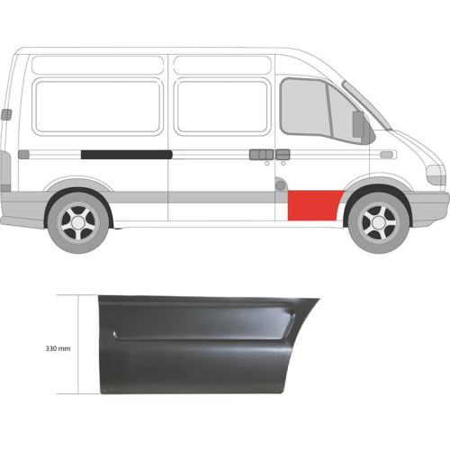 Ремчастина передньої двері права Renault Master 2, Opel Movano 98-09 (KK)