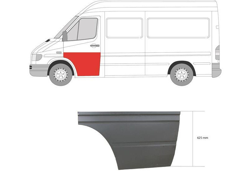 Ремчастина передньої двері ліва Mercedes Sprinter W901-W903 95-06 (Klokkerholm) 64 см