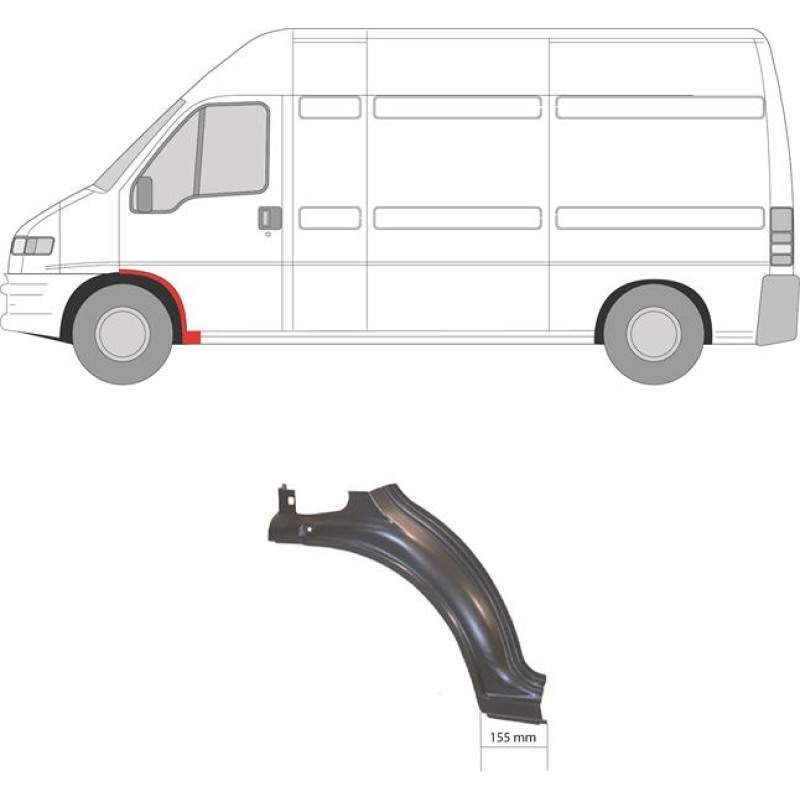 Ремчастина переднього крила ліва Citroen Jumper, Fiat Ducato, Peugeot Boxer 94-06 (KK)