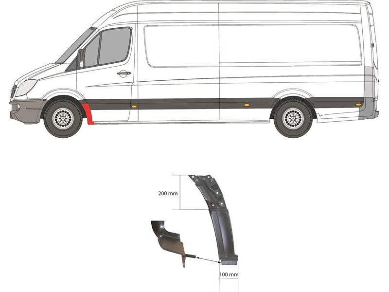 Ремчастина переднього крила ліва Mercedes Sprinter W906, VW Crafter задня