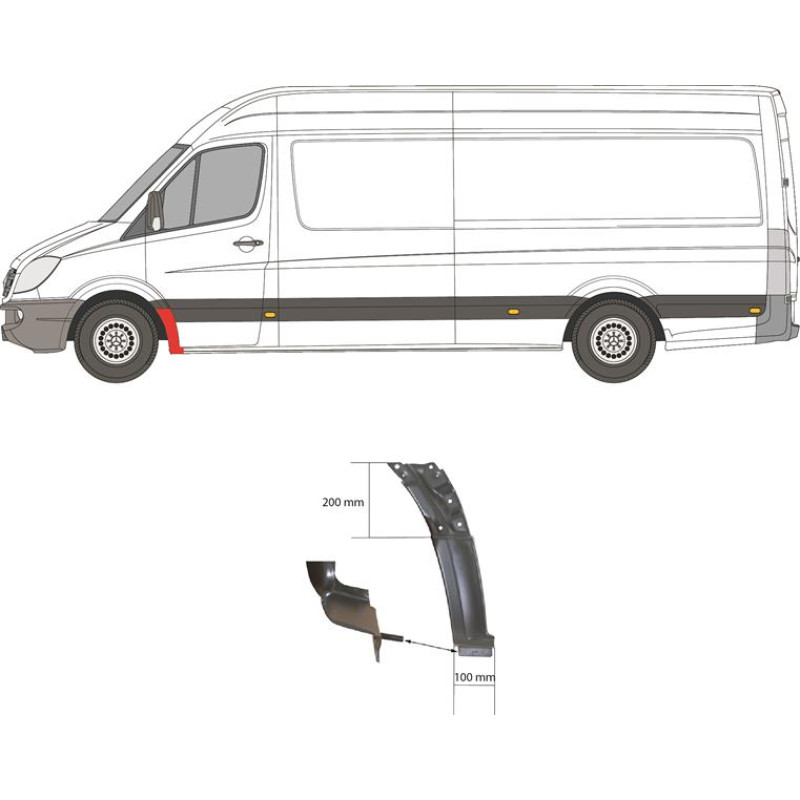 Ремчастина переднього крила ліва Mercedes Sprinter W906, VW Crafter задня