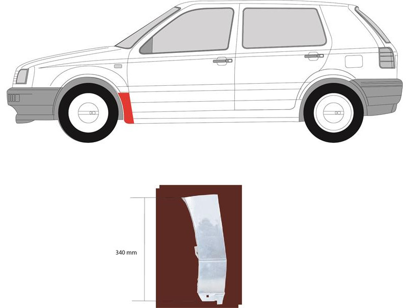 Ремчастина переднього крила ліва VW Golf 3, Vento (PL)