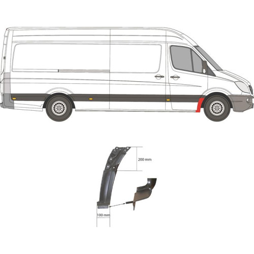 Ремчастина переднього крила права Mercedes Sprinter W906, VW Crafter задня