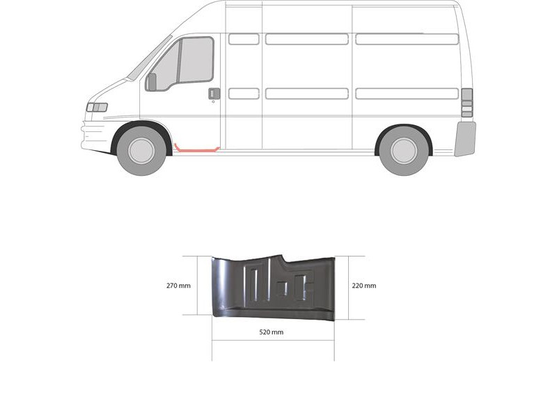 Ремчастина порогу ліва внутрішня Citroen Jumper, Fiat Ducato, Peugeot Boxer 94-06 (Klokkerholm) частина сходинки