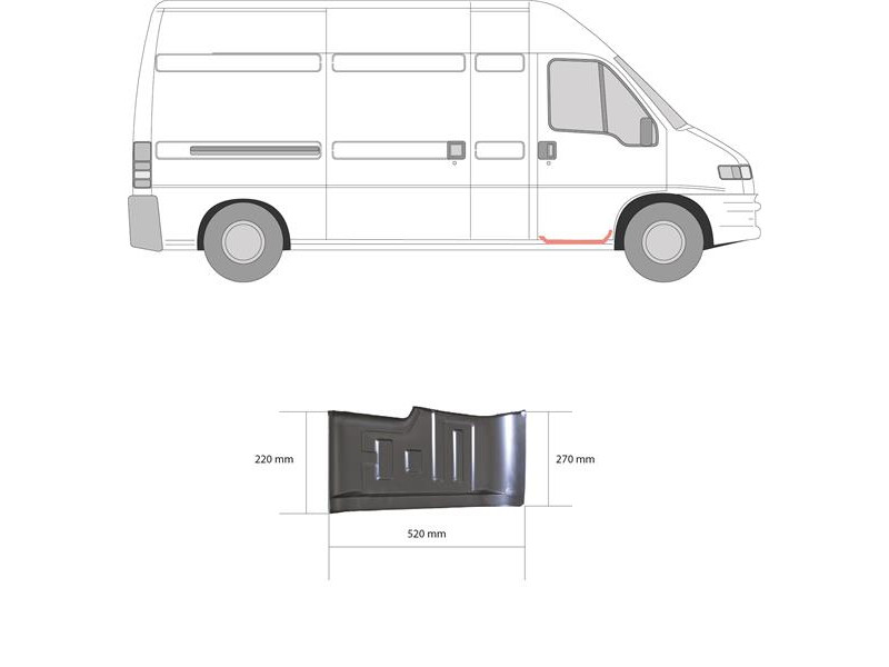 Ремчастина порогу права внутрішня Citroen Jumper, Fiat Ducato, Peugeot Boxer 94-06 (KH) частина сходинки