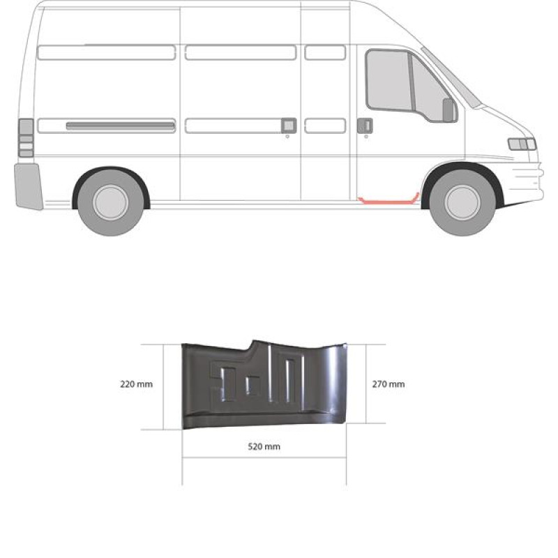 Ремчастина порогу права внутрішня Citroen Jumper, Fiat Ducato, Peugeot Boxer 94-06 (KH) частина сходинки