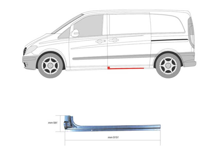 Поріг середній лівий внутрішній Mercedes Vito W639 03-14 (Klokkerholm)