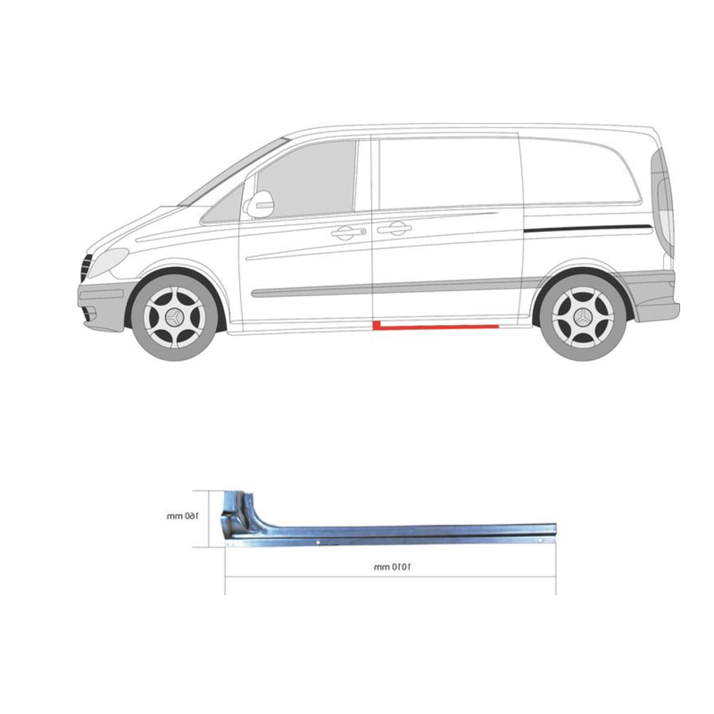 Поріг середній лівий внутрішній Mercedes Vito W639 03-14 (Klokkerholm)
