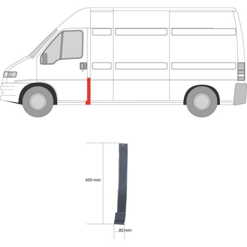 Ремчастина стікий за дверима ліва Citroen Jumper, Fiat Ducato, Peugeot Boxer 1994-2006 Klokkerholm