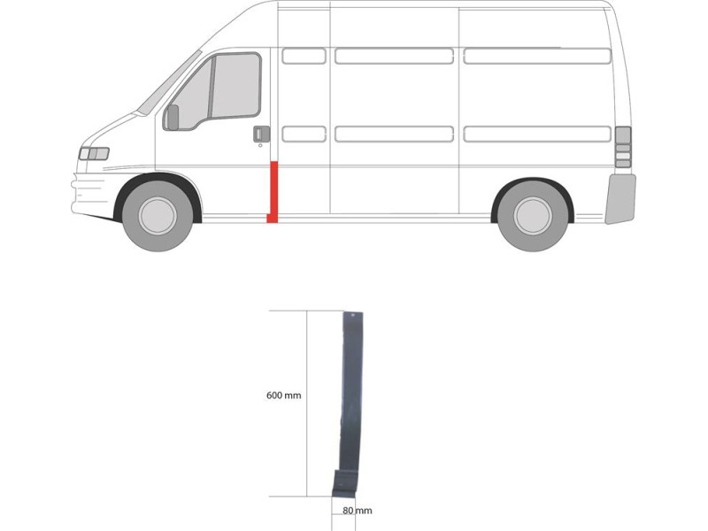 Ремчастина стікий за дверима ліва Citroen Jumper, Fiat Ducato, Peugeot Boxer 94-06 (KK)