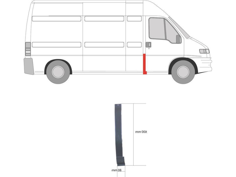 Ремчастина стікий за дверима права Citroen Jumper, Fiat Ducato, Peugeot Boxer 94-06 (KK)