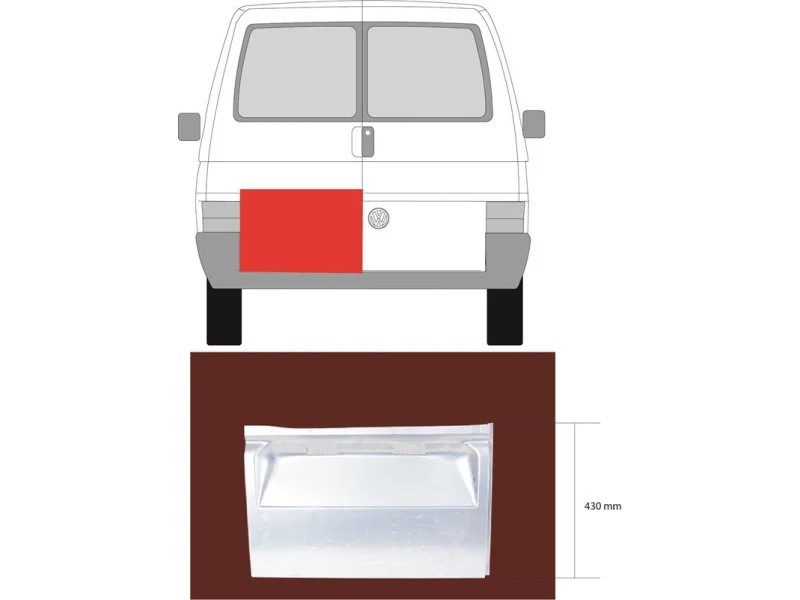 Ремчастина задніх дверей ліва VW Transporter T4 90-03 (Polcar) 42 см
