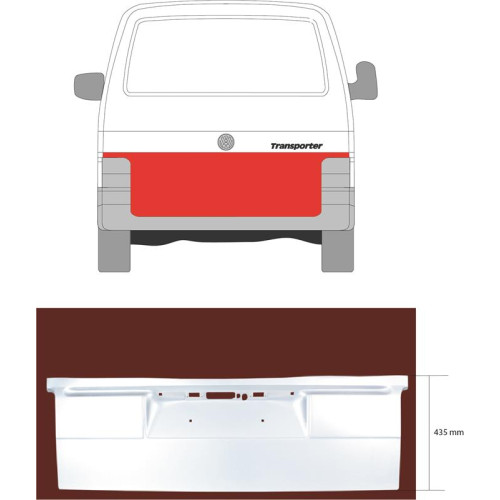 Ремчастина задніх дверей нижня VW Transporter T4 1990-2003 (Polcar) ляда