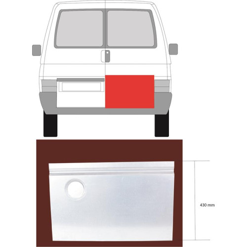 Ремчастина задніх дверей права VW Transporter T4 1990-2003 (Polcar) 42 см