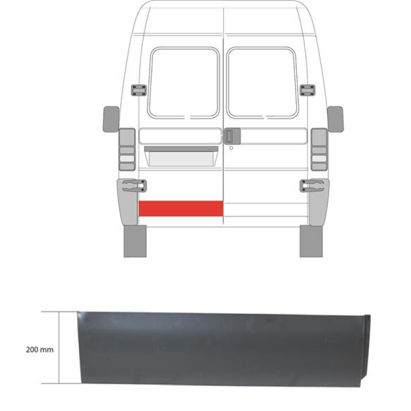 Ремчастина задньої двері ліва Fiat Ducato, Citroen Jumper, Peugeot Boxer 94-06 (KH) 20 см