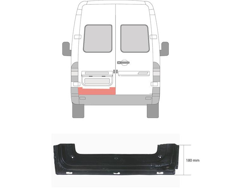 Ремчастина задньої двері ліва Mercedes Sprinter W901 95-06 внутрішнє корито (KH)
