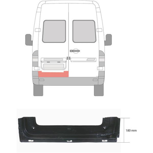 Ремчастина задньої двері ліва Mercedes Sprinter W901 1995-2006 внутрішнє корито POTRYKUS 