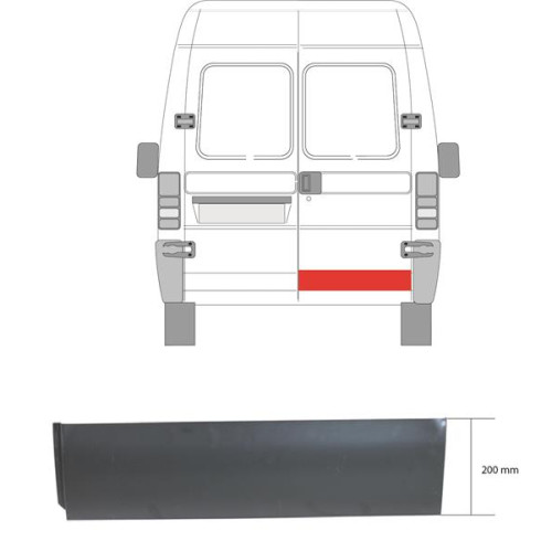 Ремчастина задньої двері права Fiat Ducato, Citroen Jumper, Peugeot Boxer 1994-2006 (KK) 20 см