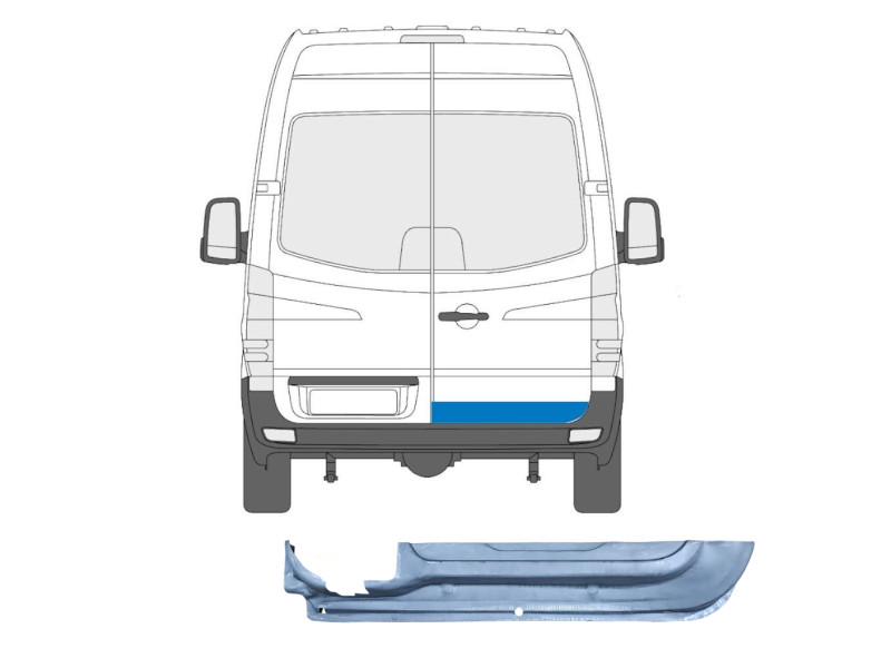 Ремчастина задніх дверей права внутрішня Mercedes Sprinter W906, VW Crafter 1 (Polcar)